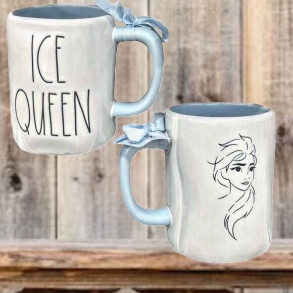 NWT Gorgeous Rae Dunn ICE QUEEN Elsa Blue & White Glossy Ceramic Frozen Mug - Picture 1 of 12